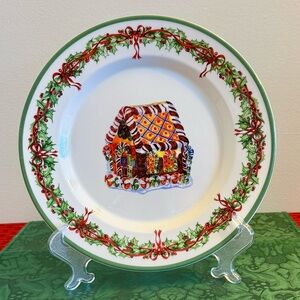 Festive Holiday Plate with Gingerbread House Design by Christopher Radko